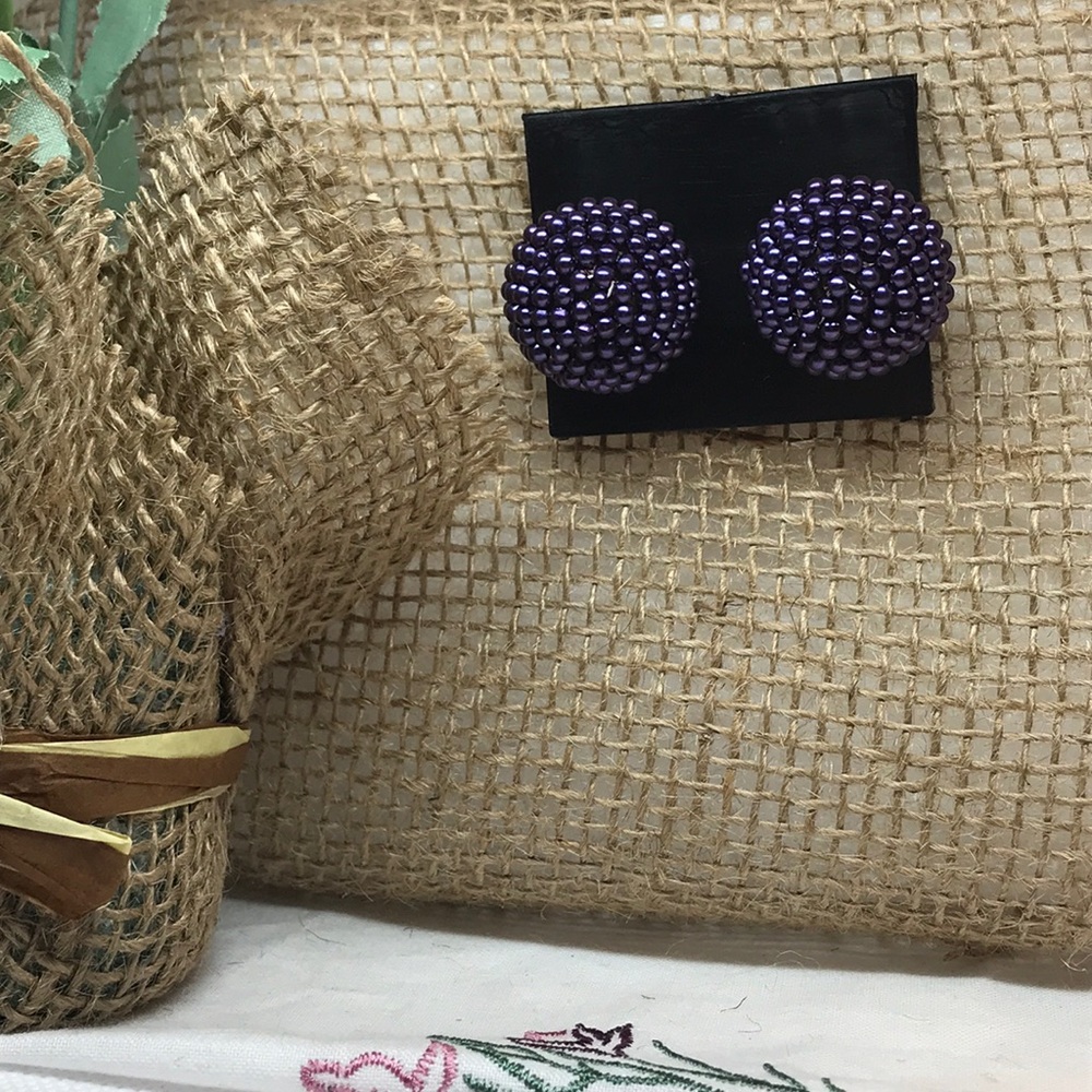 💜Purple round earrings. - Picture 3 of 4